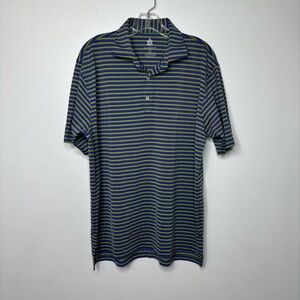 Turtleson Tour Performance Polo Men’s L Purple Green Stripe Golf Shirt